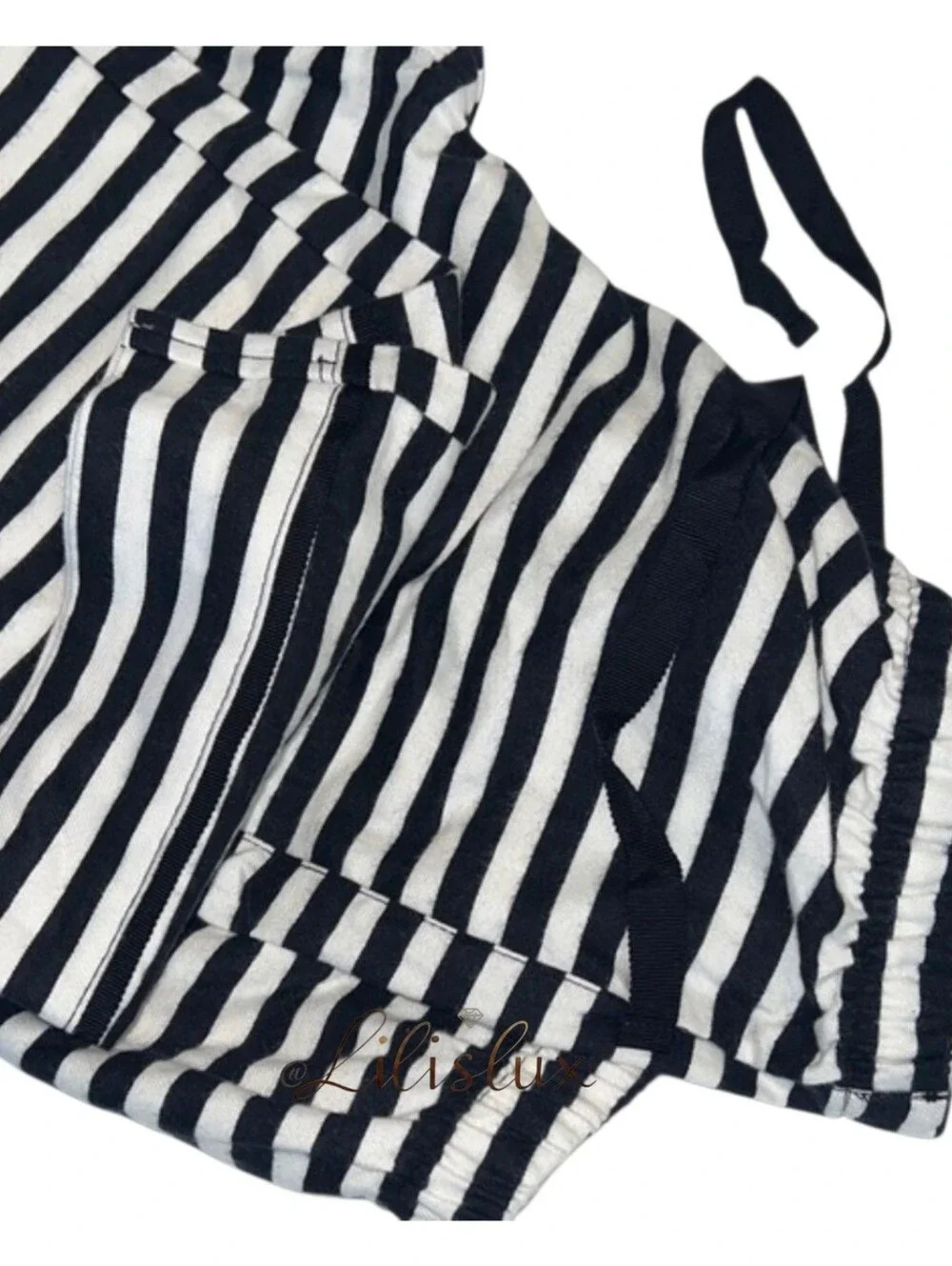 Kate Spade Black And White Striped Flannel Pajama Set Size Medium